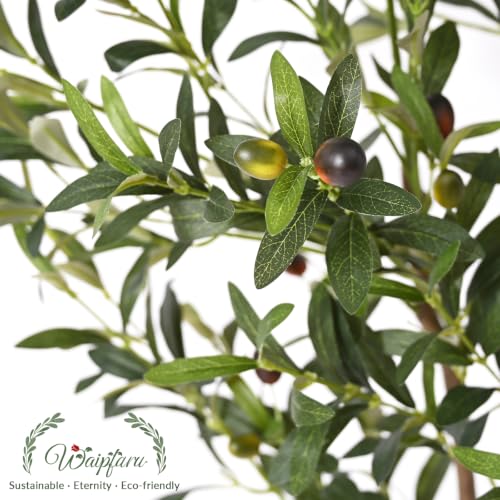 7FT Artificial Olive Tree with Planter & Basket - Green, Indoor Faux Tree