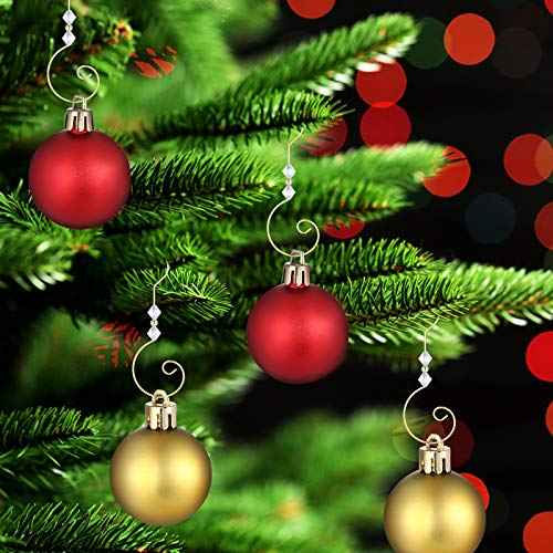 Ripeng Hook Ornament Acrylic Wire Hook Decoration for Tree Hanger, Home Decor, 4 Styles(Gold Hook, Transparent Bead,36 Pieces)