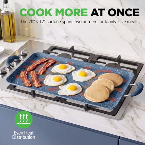 NutriChef Double Burner Griddle | Flat Top for Stove