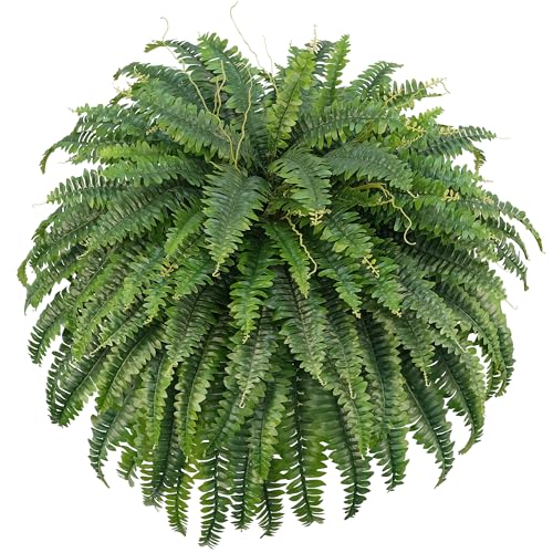 50-Inch Artificial Boston Fern Bush - Fake Outdoor Plant, Realistic Fake Fern for Garden & Patio - 1 Pcs