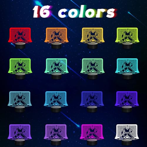 Ice Hockey Night Light, 3D LED Optical Illusion Lamp with Remote Control and Timer, Perfect Christmas and Birthday Gift Idea for Boys, Kids, and Teen