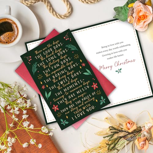 Gevinna Warm Holiday Wishes Romantic Christmas Card for Him & Her – 8.1 x 5.3 in (Warm Holiday Wishes)