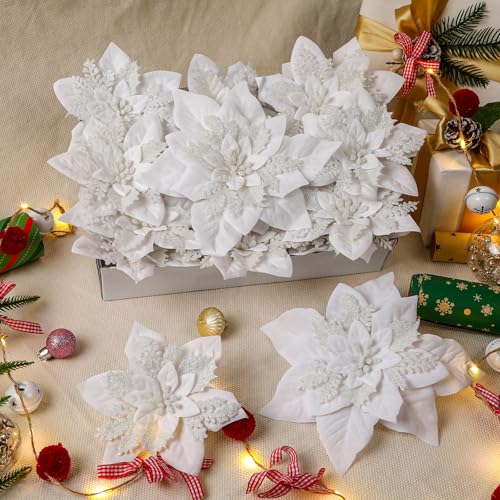 Alupssuc 24Pcs 6"&9" Artificial Poinsettia Christmas Flowers for Xmas