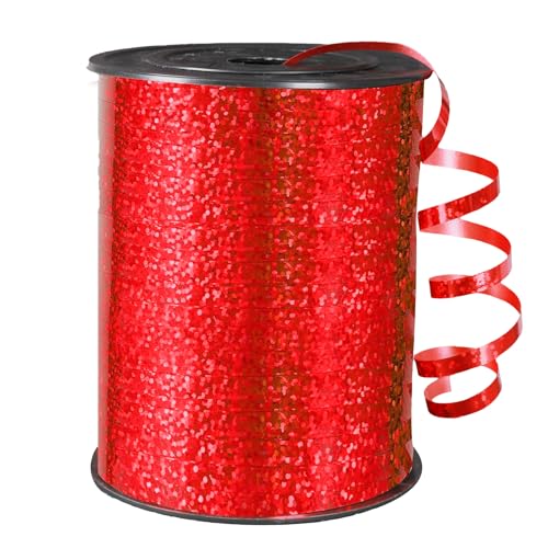 500 Yard Red Curling Ribbon, 3/16" Christmas Shiny Curly Ribbons for Crafts Gift Wrapping Supplies, Balloon String Ribbon, Gift Ribbons for Valentine's Day Birthday Wedding Party Decorations