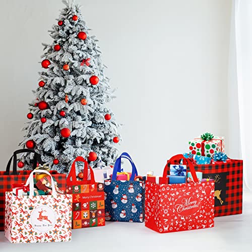 YANGTE 20 Pack Christmas Gift Bags Assorted Sizes, Reusable Tote with