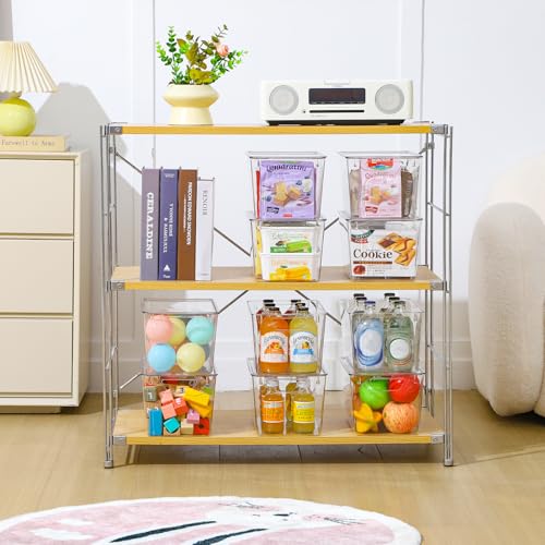 Large 12 Pack Clear Storage Bins with Lids - 7 Quart Pantry Organizers