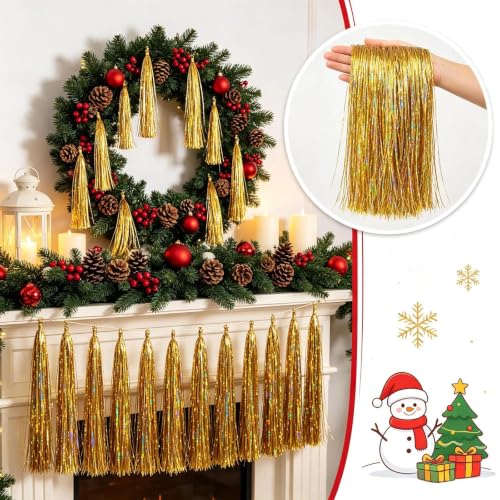 Wiaregom 10,000 Gold Iridescent Tinsel for Christmas Tree, Party & Wedding Decor