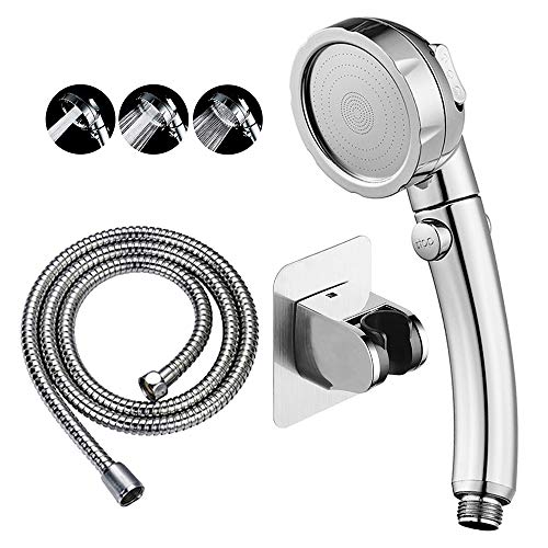 KAIYING Chrome High Pressure Handheld Shower Head with Pause Button and 3 Settings