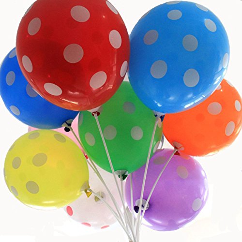 PeStary 50 Ct 12inches Polka Dot Balloons Rainbow Assorted Latex Party Balloon Decoration Birthday Air balls (Multicolor)