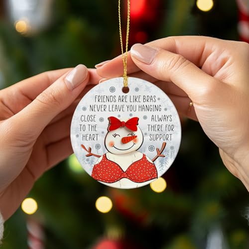 Friendship Christmas Ornaments 2025, Funny Friends Gifts for Hanging Christmas Decorations, Cute Friendship Ornaments for Women, Sisters, Double Sided Ceramic Ornament, Bestie Gifts
