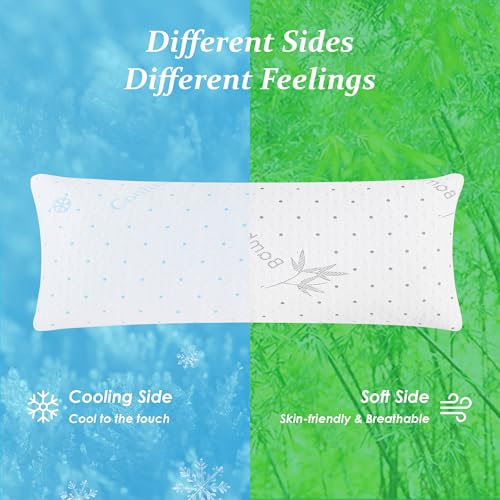 Dreamood Blue Cooling Shredded Memory Foam Body Pillow with Removable Cover