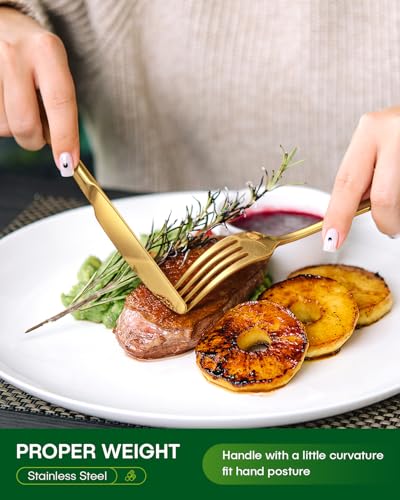 Gold Flatware Set for 12 - 60 Piece Stainless Steel Silverware Cutlery