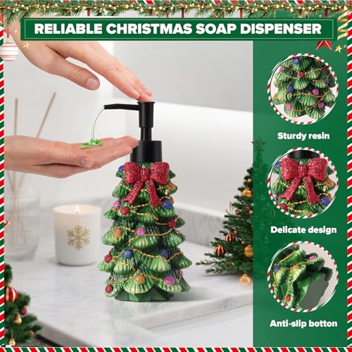 Walkinstin Christmas Tree Hand Soap Dispenser 10.7 fl oz - Resin Holiday Kitchen & Bath Decor