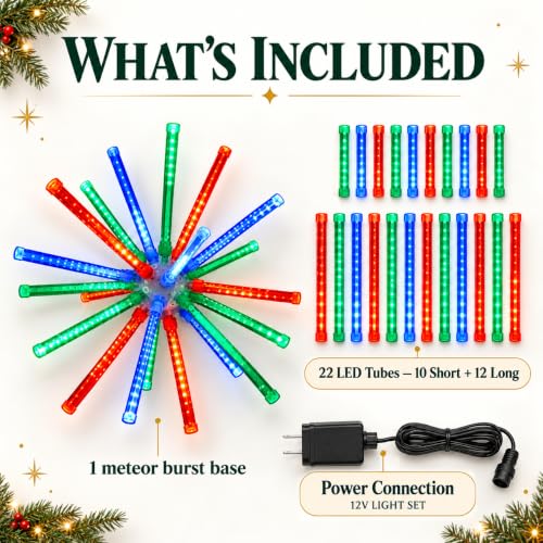 336 LED Meteor Burst Starburst 28 in Multicolor, Holiday Lights
