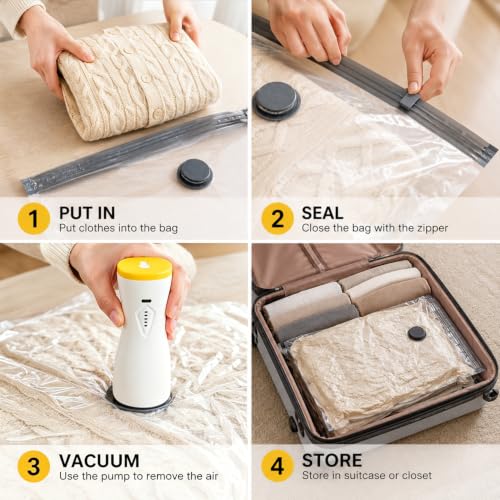 16 Pack Travel Vacuum Storage Bags with Pump - Compression Clothes Organizer - Combo Set