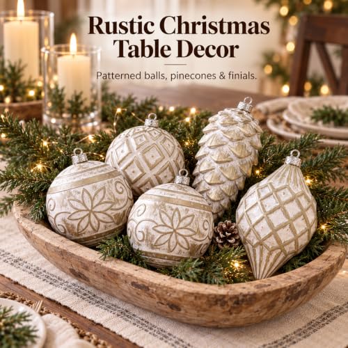 Evernne Rustic Champagne Christmas Ornaments Set 11PCS Large Variant