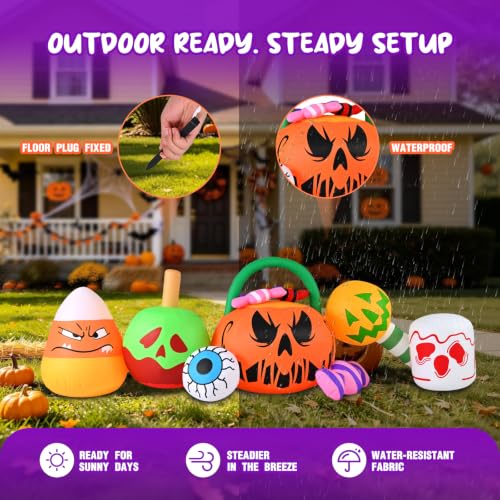 10FT Halloween Inflatable Pumpkin Ghost Yard Decoration with LED Lights