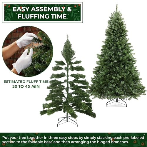 Casafield 4.5FT Realistic Green Artificial Christmas Tree with Metal Stand - 4ft 6in