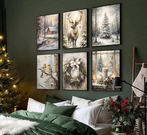 6Pcs Winter Snow Scene Canvas Wall Art Set 12x16in Unframed – Brand Bexzeak