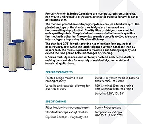 Pentair Big Blue Sediment Water Filter Cartridge Pack of 1 20" x 4.5" 30 Micron