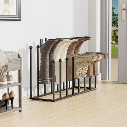 Freestanding Boot Rack for 8 Pairs - Black Shoe Organizer with Variation Large Poles