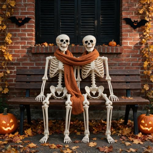 Oceanite 2-Pack Life Size 5.4FT Skeleton Halloween Decorations, Articulated Joints
