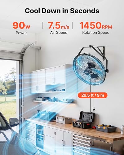 VEVOR 18-Inch Waterproof Wall Mount Fan IP44 Rated - Adjustable, High-Flow Cooling (Variation: 18In-Waterproof / 1)