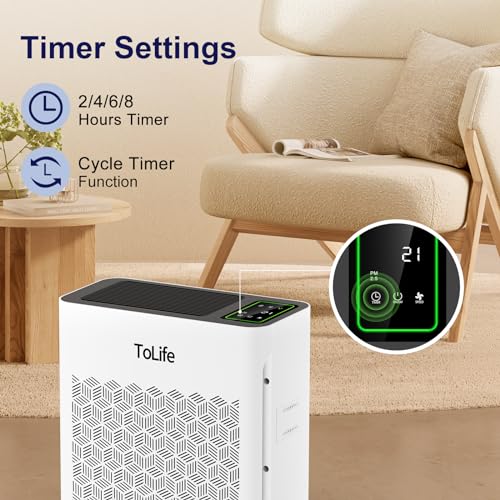 White Large Room Air Purifier with H13 Filtration for Pets & Sleep Mode