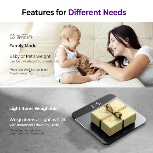 Ovutek Black Digital Bathroom Scale 450lb Capacity, Accurate to 0.05lb