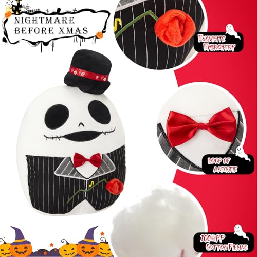 Glow Guards 12'' Skeleton Plush Pillow, Nightmare Xmas Plushie Toy, Skull Stuffed Animal, Soft Squishy for Kids Adults Decoration