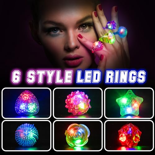 Glow in the Dark LED Ring Set - 300 Bulk Party Favors for Kids & Adults