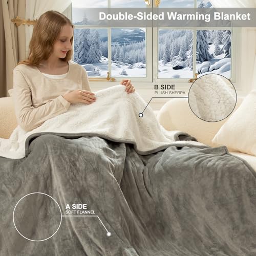 King Size Electric Blanket with Dual Control Grey 100x90 Inches - FVERWAG