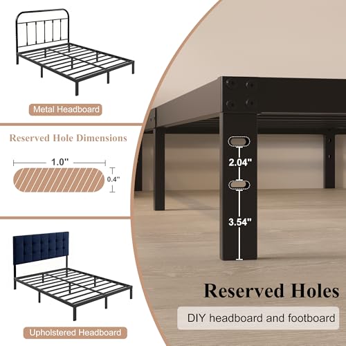 HOBINCHE Queen Bed Frame 10 Inch Platform No Box Spring Needed, Heavy Duty Steel Support