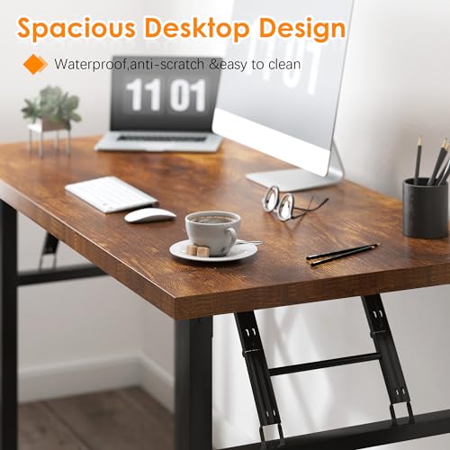 Need Small Folding Computer Desk 39.4 Inch Rustic Brown Space-Saving Table