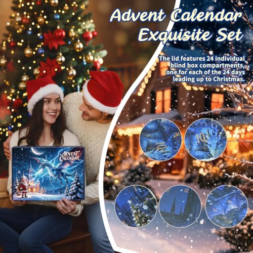 Axxdewow D&D Dice Advent Calendar 2026 with 28 Polyhedral Dice & Sword Storage Cases
