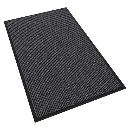 3' x 5' Heavy Duty Indoor Outdoor Doormat - Gray Stripe Non-Slip Rug