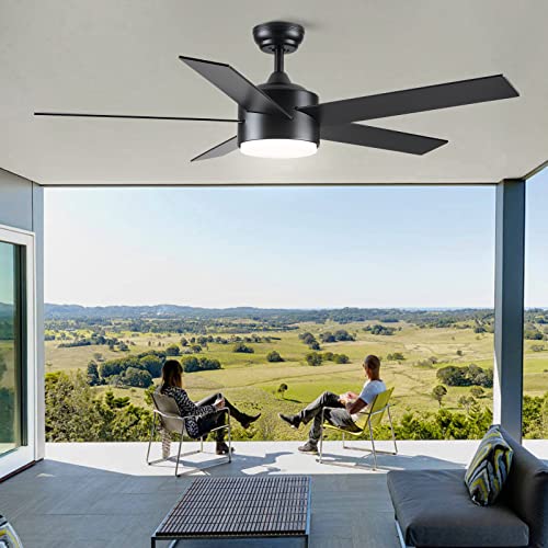 52-Inch Black Ceiling Fan with Lights & Remote - Dimmable, Quiet, Reversible