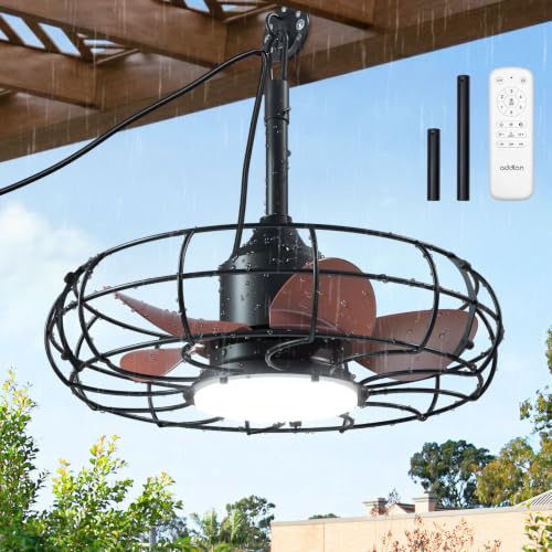 Outdoor Ceiling Fan with Light 20 Inch IP65 Waterproof Bronze Finish