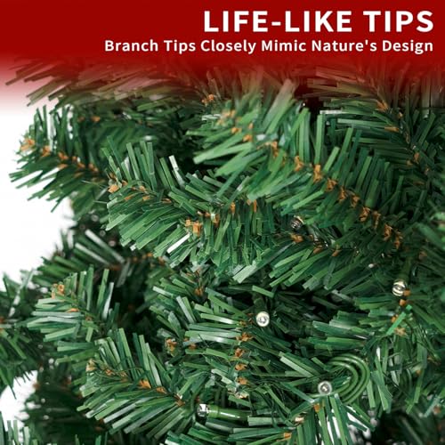 DNKMOR 6FT Artificial Christmas Tree with Lights, Full Fir Look, Easy Assembly