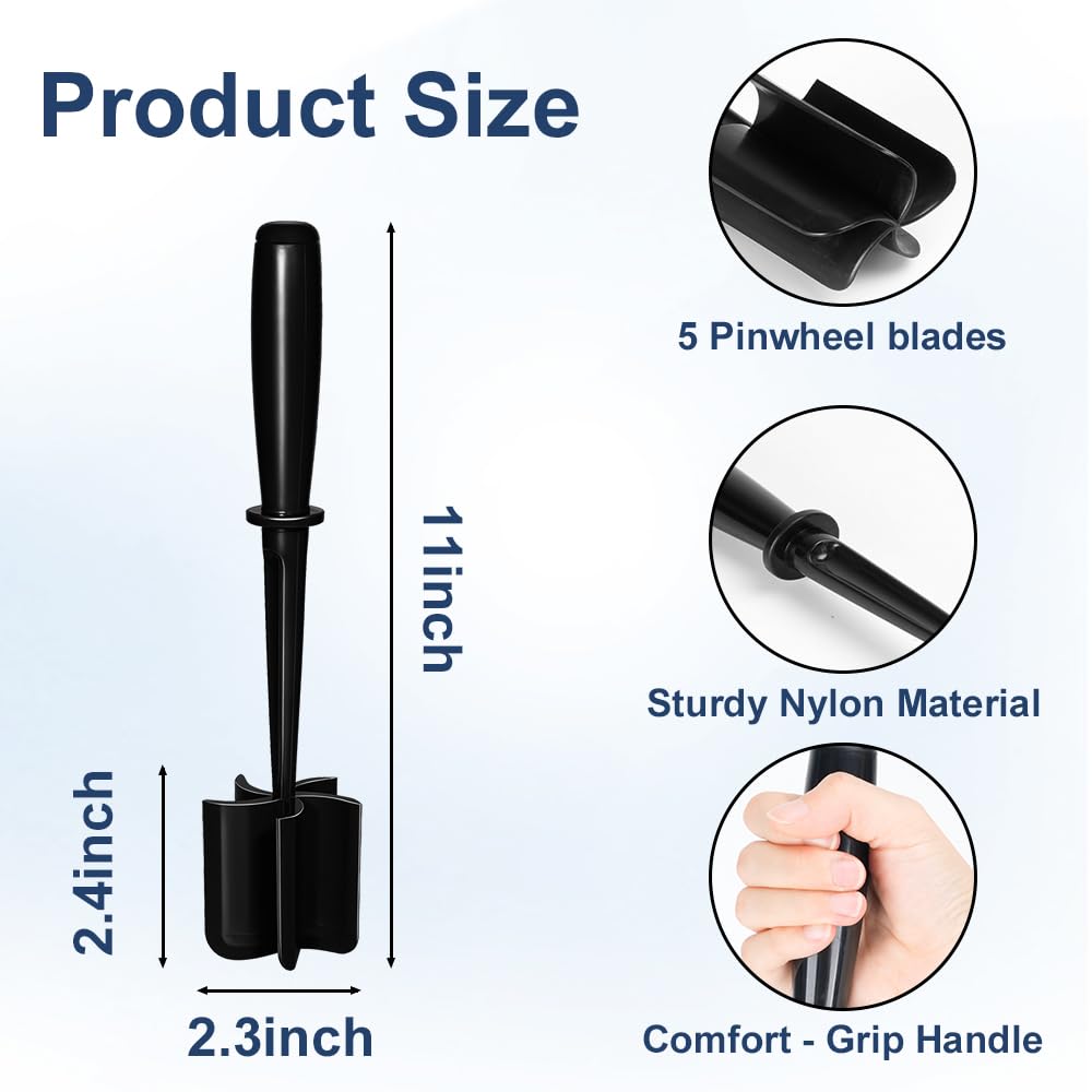VUCVOLH Meat Chopper, Premium Heat Resistant Meat Masher, 5 Blades Ground Beef Masher, Non Stick Hamburger Smasher, Nylon Potato Masher, Dishwasher Safe, Black