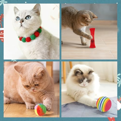 Blue 24 Days Christmas Cat Advent Calendar with Interactive Toys - Feline Holiday Gift