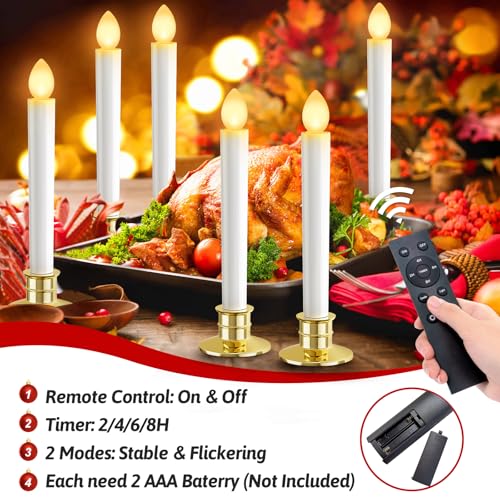 OCATO White Christmas Window Candles Lights Battery Operated 10 Pack with Remote & Timer