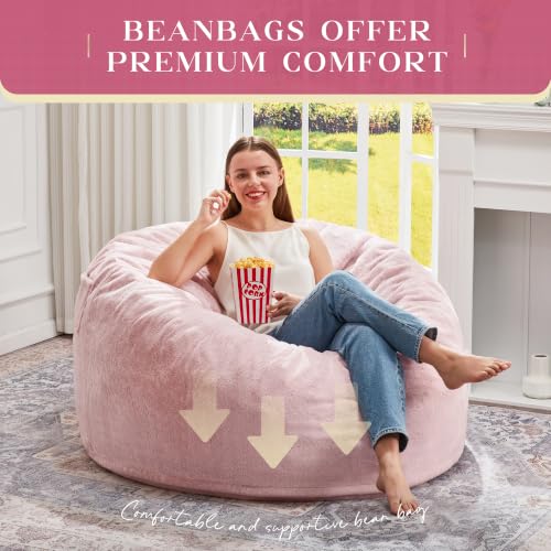 Hobestluk 3FT Pink Giant Bean Bag Chair for Adults with Filler & Removable Cover