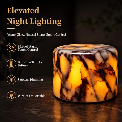 AOPO Calacatta Viola Natural Marble Touch Dimmable Table Lamp Night Light