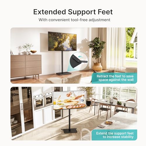 Pegzone Floor TV Stand with 90° Rotation for 32-65 Inch TVs - Black