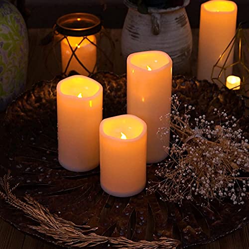 Outdoor Waterproof Flameless Candles Set - Ivory White 4x6/8/10 Inches with Remote & Timer