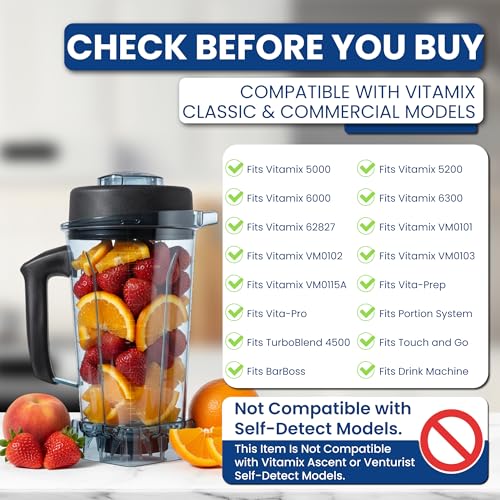64 oz Blender Pitcher for Vitamix Classic & Explorian - Replacement Jar with Tamper