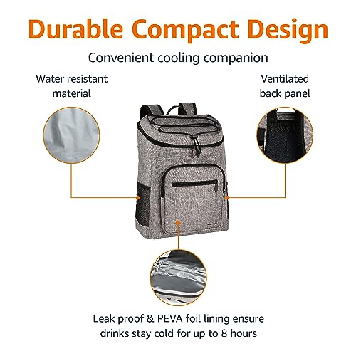 Insulated Cooler Backpack for Camping and Hiking, 30 Can Capacity, Water-Resistant