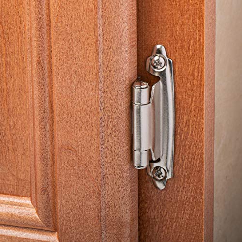 Self Closing Overlay Cabinet Hinge - Satin Nickel 1/2" Variation, 25 Pairs