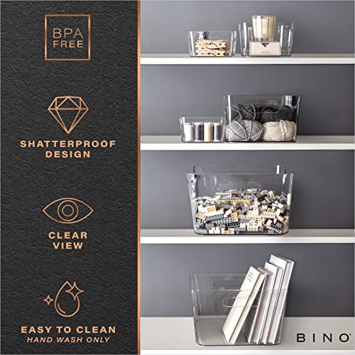 BINO X-Large Clear Plastic Storage Bins 2 Pack | Pantry & Kitchen Organizer